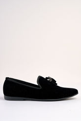 Volterra Velvet Tassel Black Loafer
